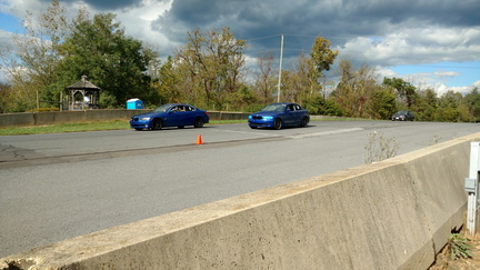 Blue car pass